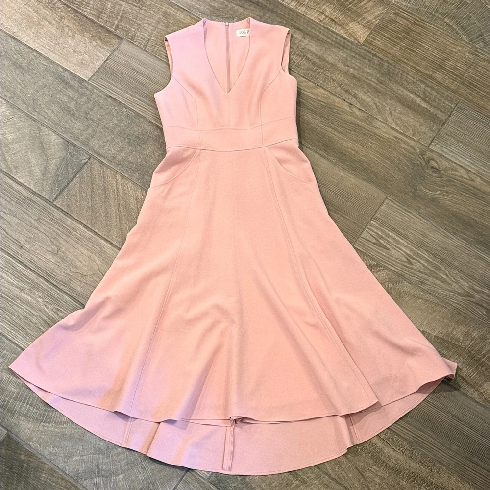 Eliza J Blush Pink High Low Fit & Flare Midi Dress Size 8 Wedding Guest - Picture 6 of 12